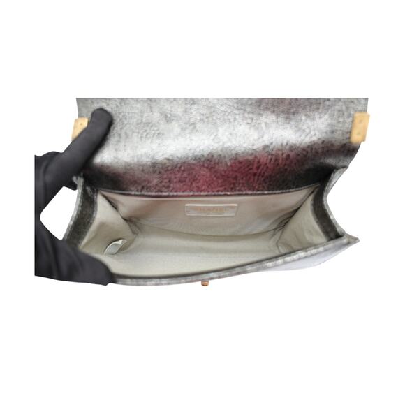 CHANEL Boy Medium Calfskin Metallic Silver With Gold Hardware And Chain Strap - Picture 7 of 7